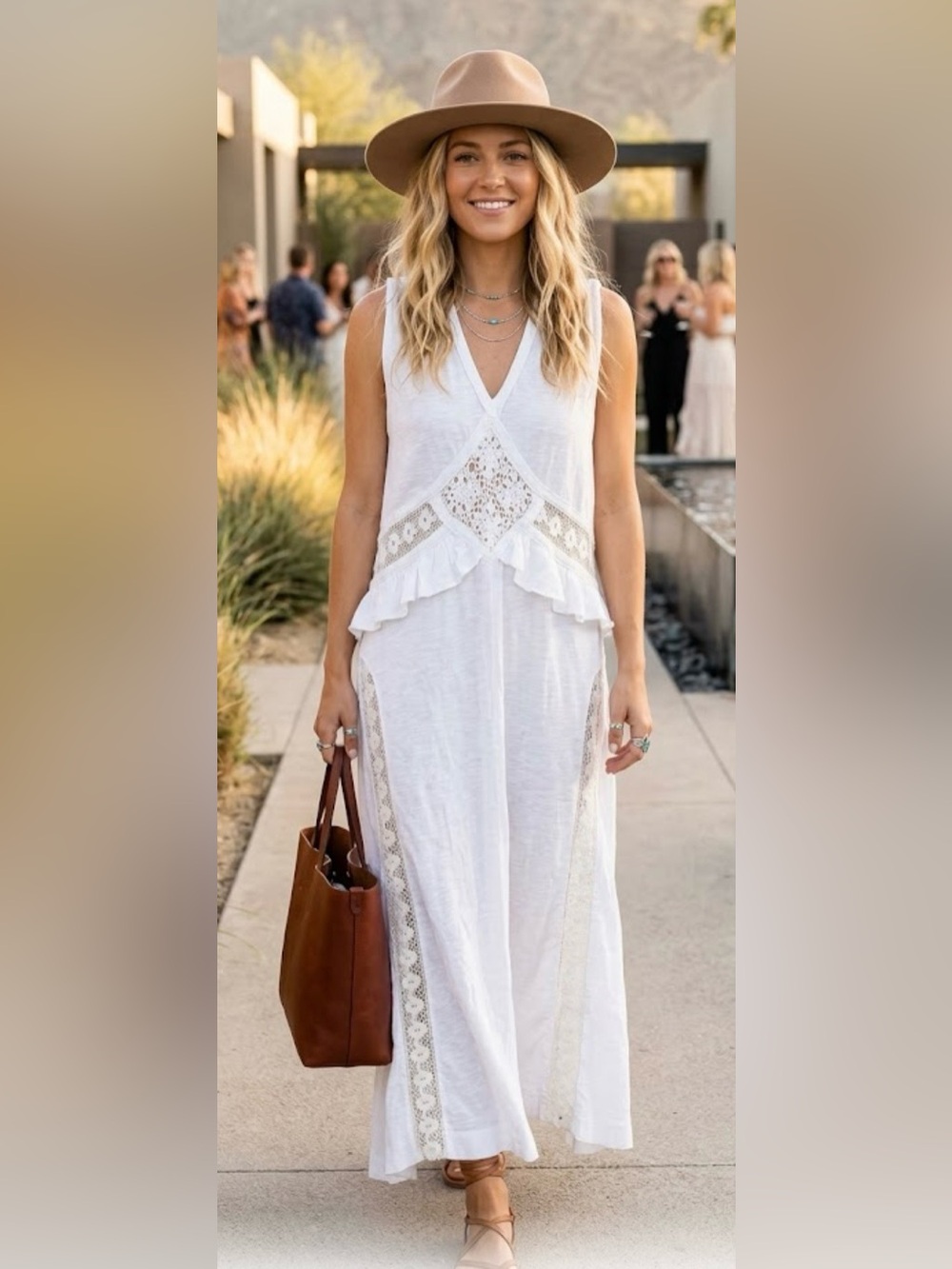 NWT Free People Eillow Maxi Top with Lace Detail